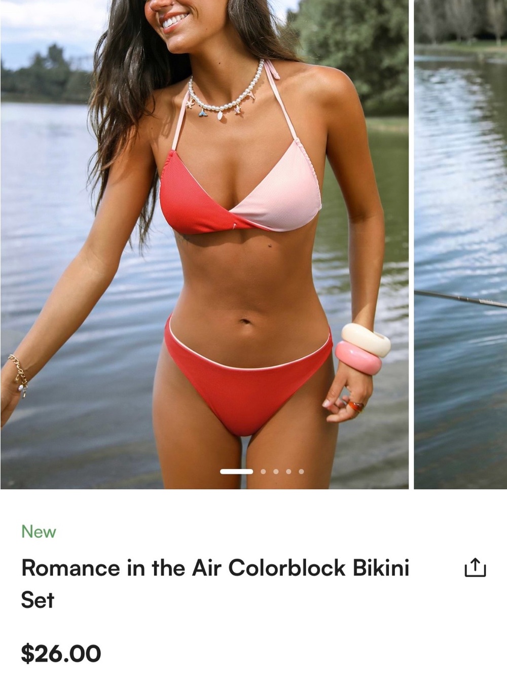 Cupshe Two-Tone Pink & Red Triangle Bikini